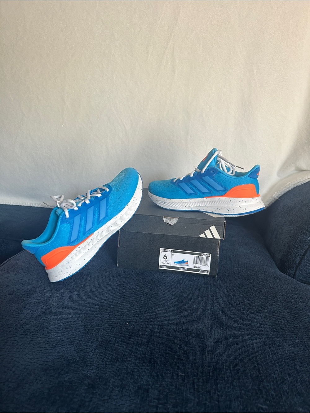 adidas Kids Blue with Orange Accent Lightweight Sneakers